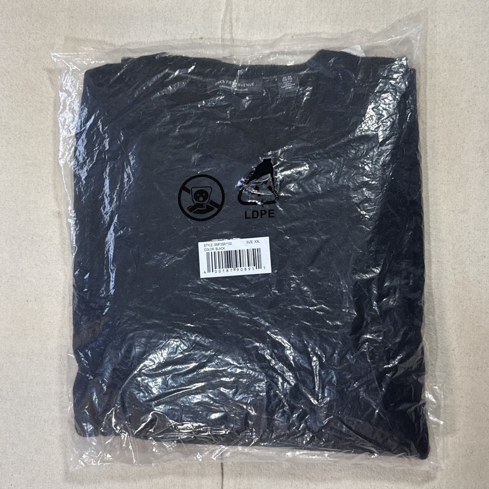 Saks Fifth Avenue Cashmere Sweater Mens XXL Black- NWT